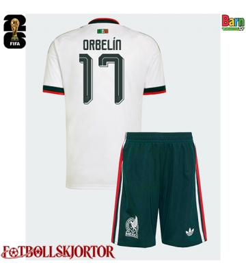 Mexiko Orbelin Pineda #17 Borta Kläder Barn VM 2026 Kortärmad (+ Korta byxor)